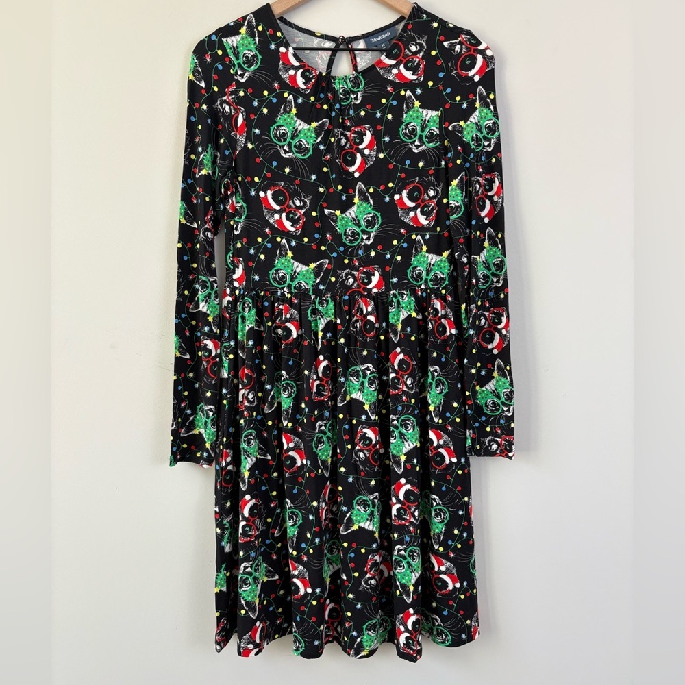 ModCloth Holiday Cat and Dogs Print Dress Medium NWT